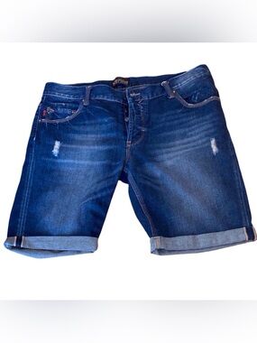 Zara Women’s Dark Blue Rolled Cuff Jean Shorts 34